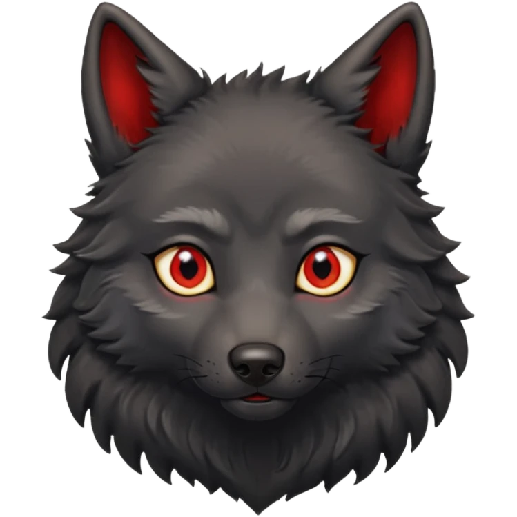 cute black wolf, red eyes with gold hoops in ears emoji