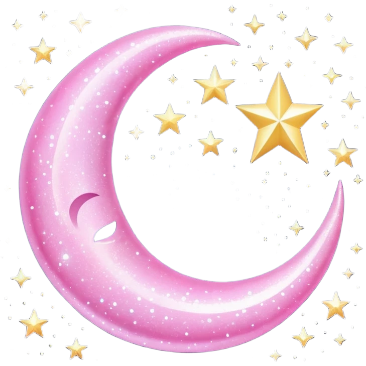 Pink sparkly moon emoji