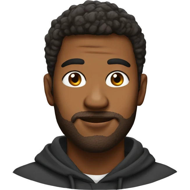 Man with croissant face and a orante hoodie emoji
