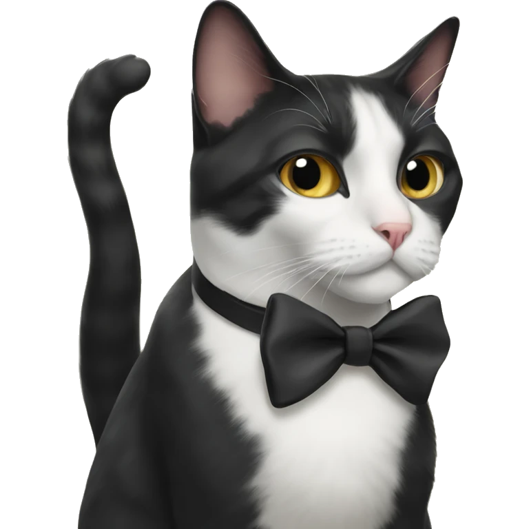 Tuxedo cat with bow emoji