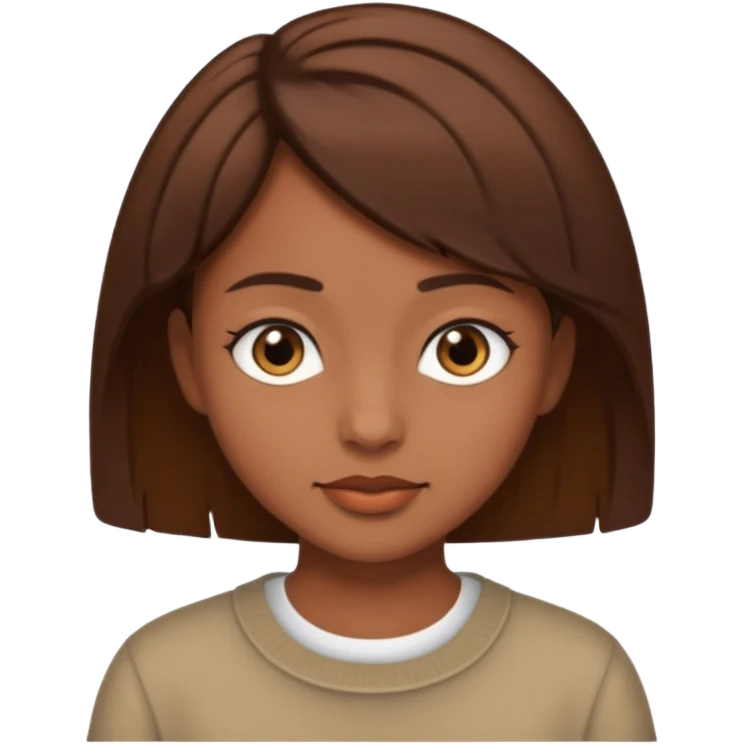 Chica morena con pelo café corto emoji