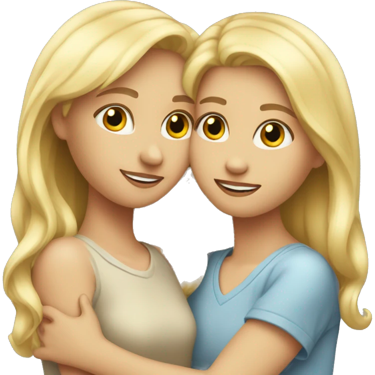 blond Girl best friends hugging  emoji