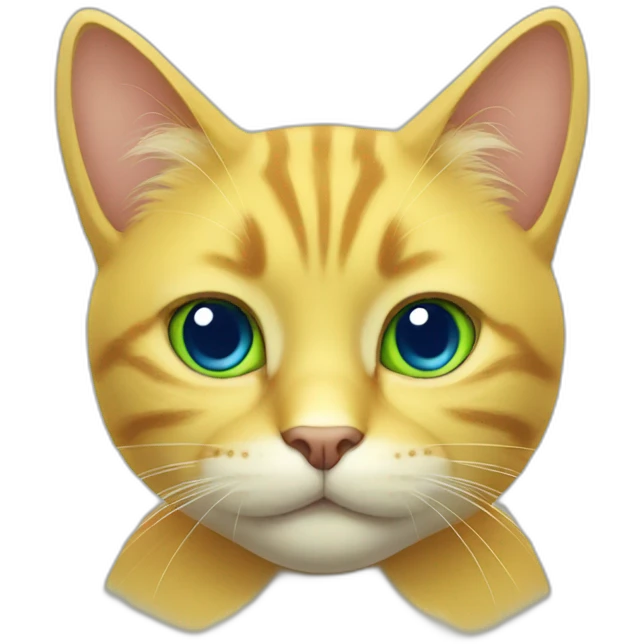 yellow cat with left eye blue and right eye green emoji