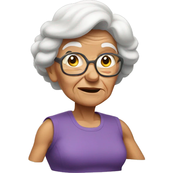 old woman flexing emoji