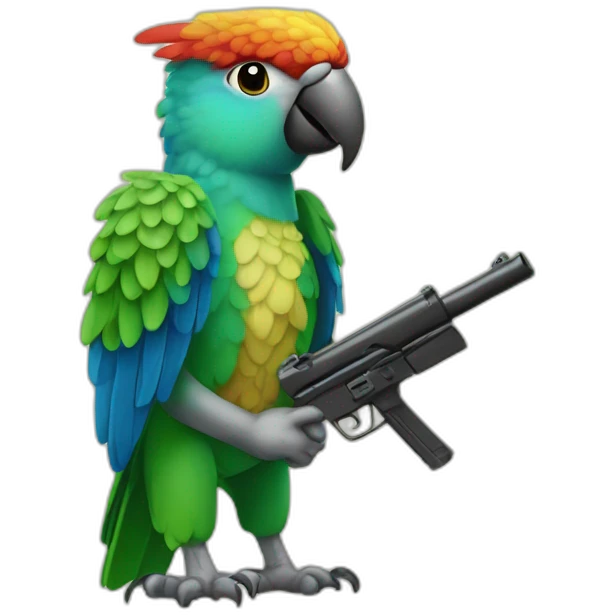 jew israelian parrot holding a gun emoji