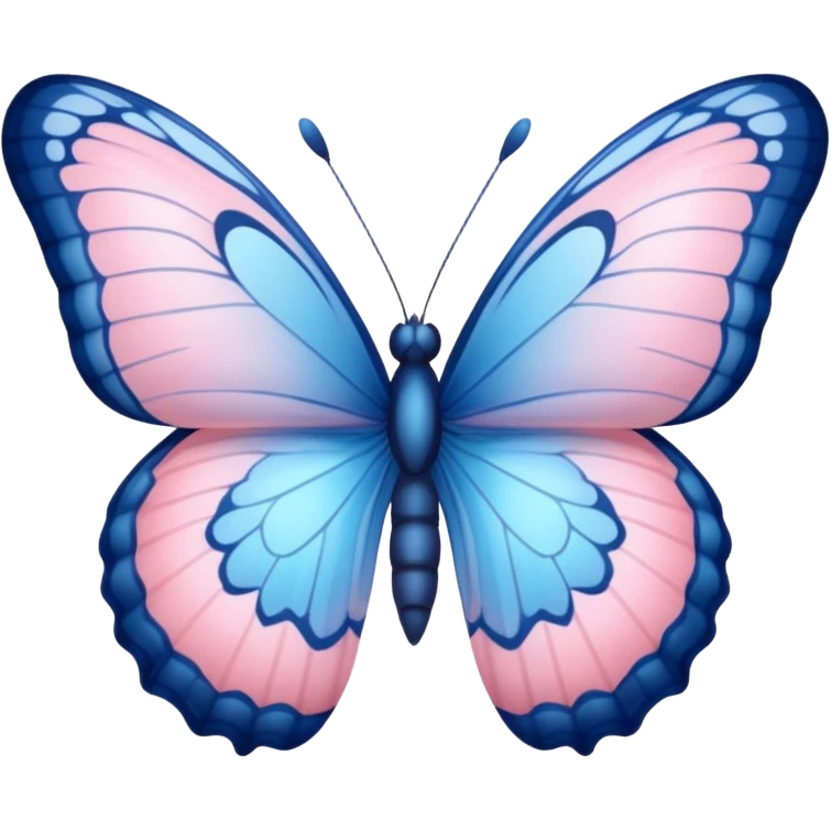 A butterfly with light blue fade to light pink wings emoji