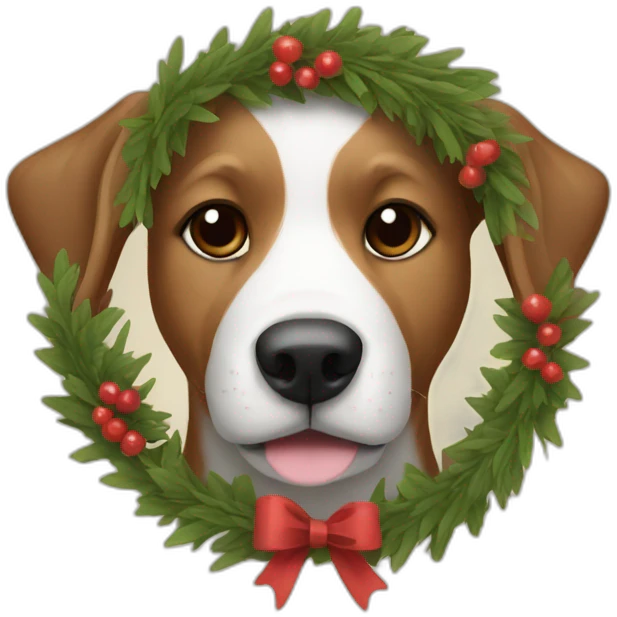 dog with rustic wreath emoji