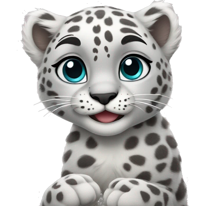 cute snow leopard shows a heart emoji
