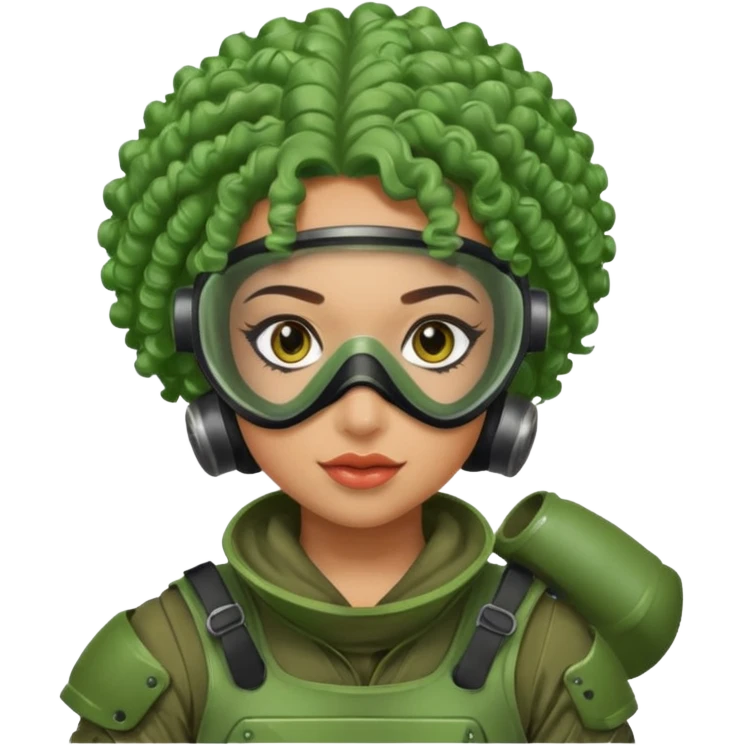 green curly haired painitball player with big earrings guy emoji