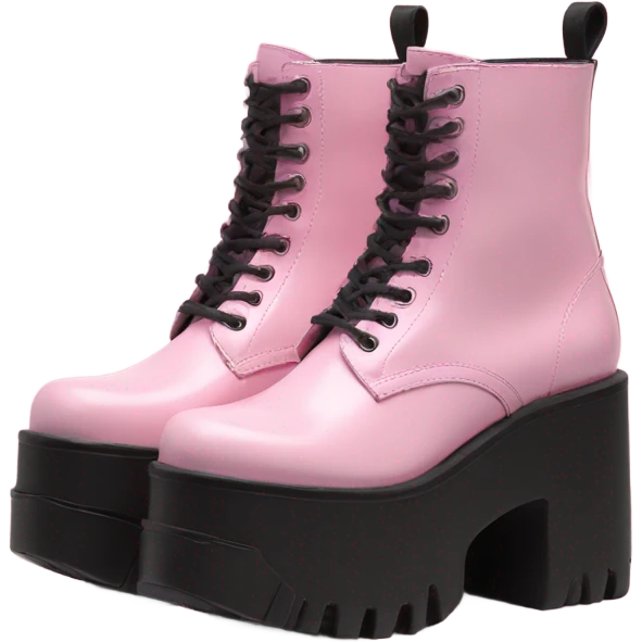 Platform UNIF boots pink emoji