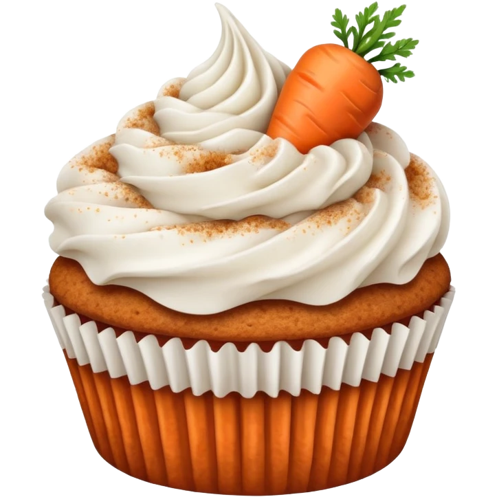 Carrot cake cupcake with cinnamon dusted on top emoji