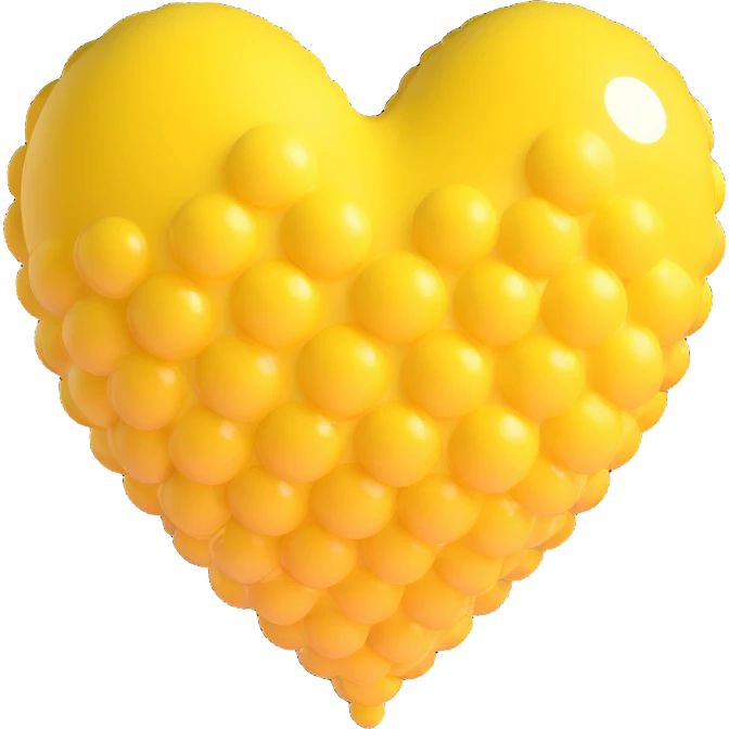 yellow heart with a bubble texture emoji