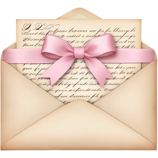 vintage love letters in envelope tied with a baby pink ribbon  emoji
