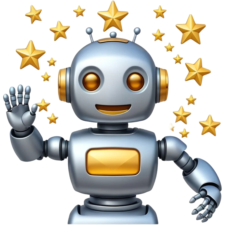 happy robot with stars emoji