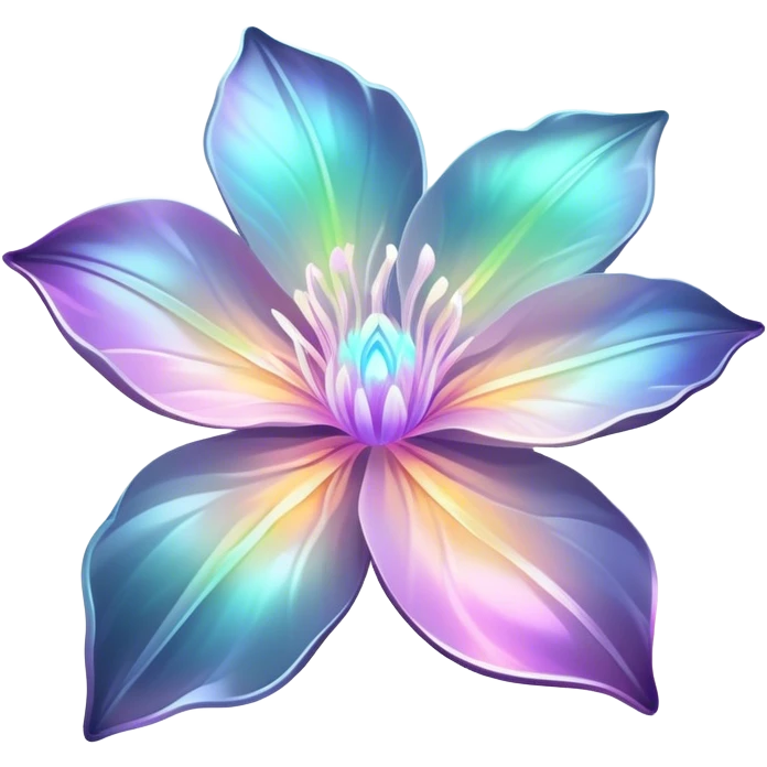 Dark Pastel iridescent transparent bio-luminescent flower emoji