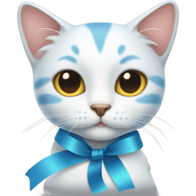 Cat with soft blue ribbon emoji