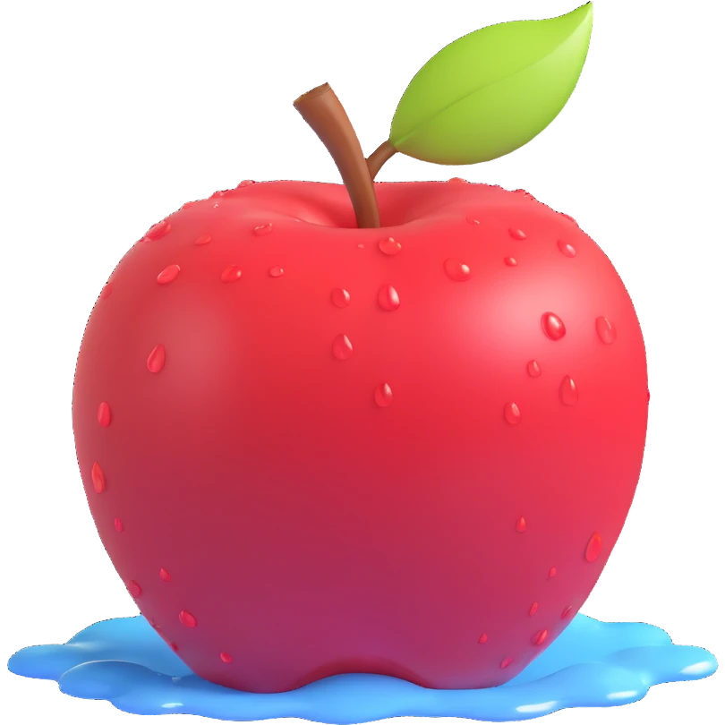 red apple with water droplets emoji