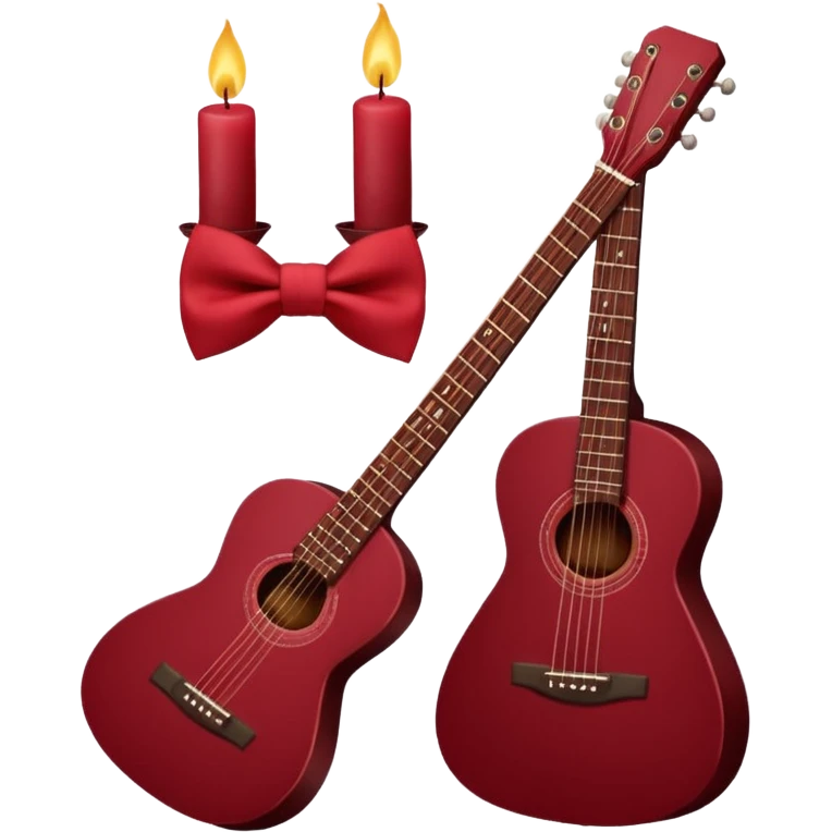 Maroon red aesthetic pookie bow,candle and guitar  emoji