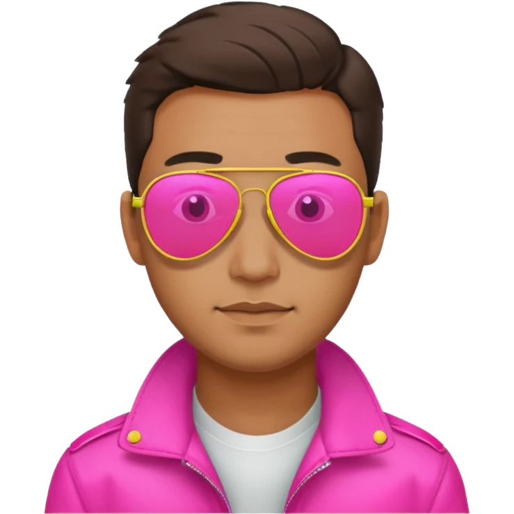 man wearing reflective neon pink aviator sunglasses emoji