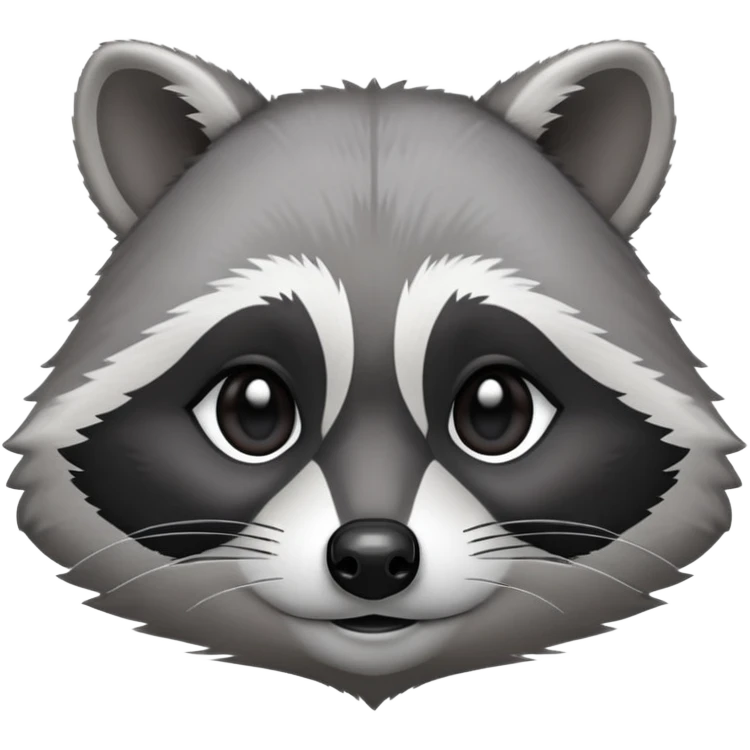 Cinematic-Noble-Raccoon-Portrait-Emoji – Poised and confident, with a sturdy build and a beautifully textured fur of silver-grey accented by dark black facial markings, deep-set, cute big black eyes, simplified yet sharp and sophisticated zoom out to show shoulders emoji