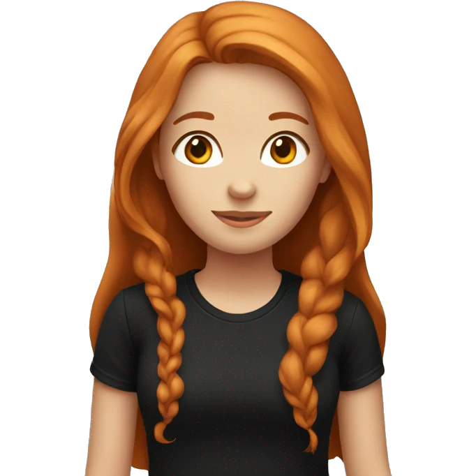 girl with long ginger hair in black t-shirt  emoji