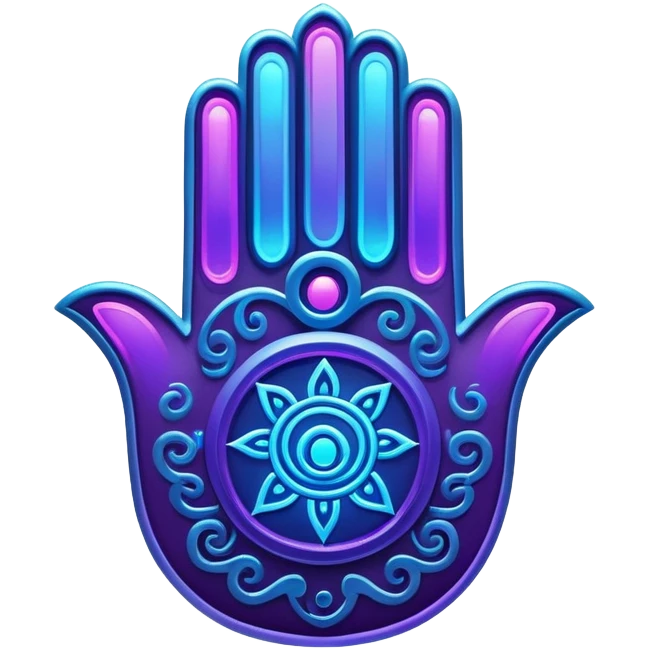 electric hamsa in neon emoji