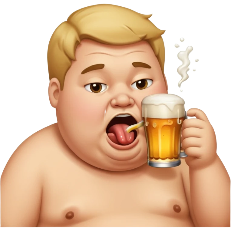 Drunk fat person chugging a beer emoji