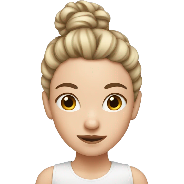 A white girl with messy bun hair emoji