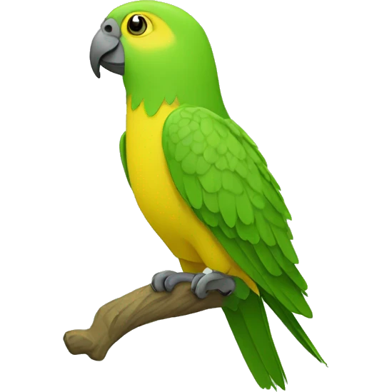 isolated green parrot, yellow face, profile emoji