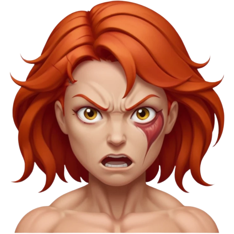 burning angry bodybuilder red haired woman emoji