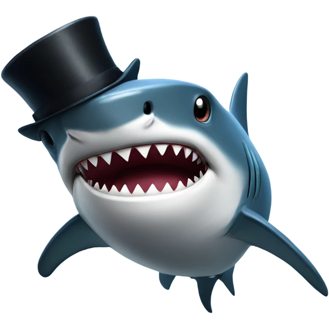 Shark with a top hat emoji