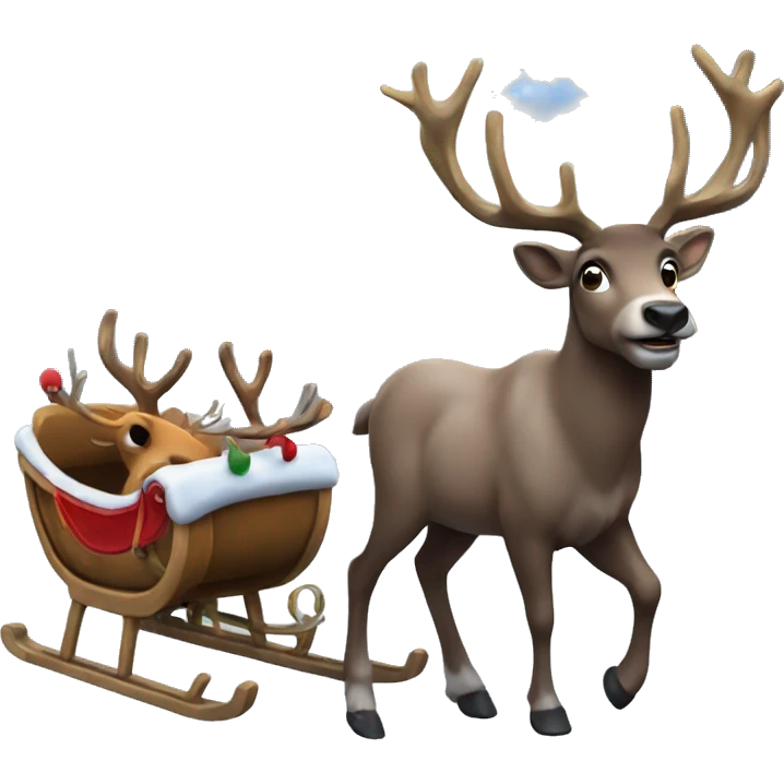 Moon with sled and raindeers emoji