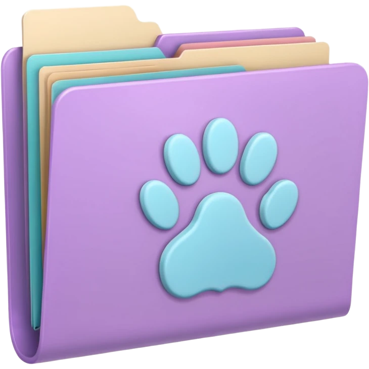 a pastel folder of documents with a pawprint on it emoji