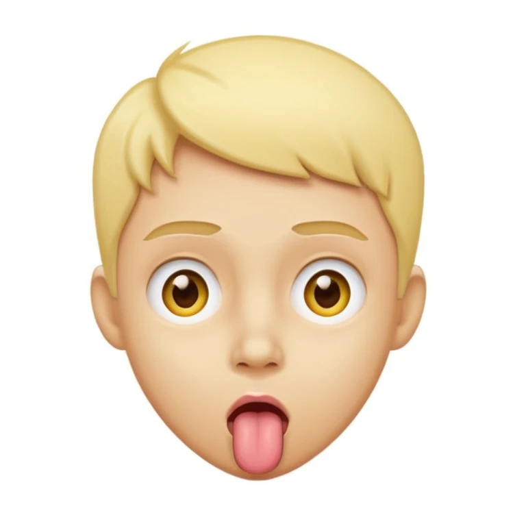 yellow face, confused eyes, tongue out emoji
