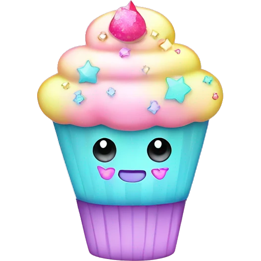 neon pastel kawaii bedazzled cupcake  emoji
