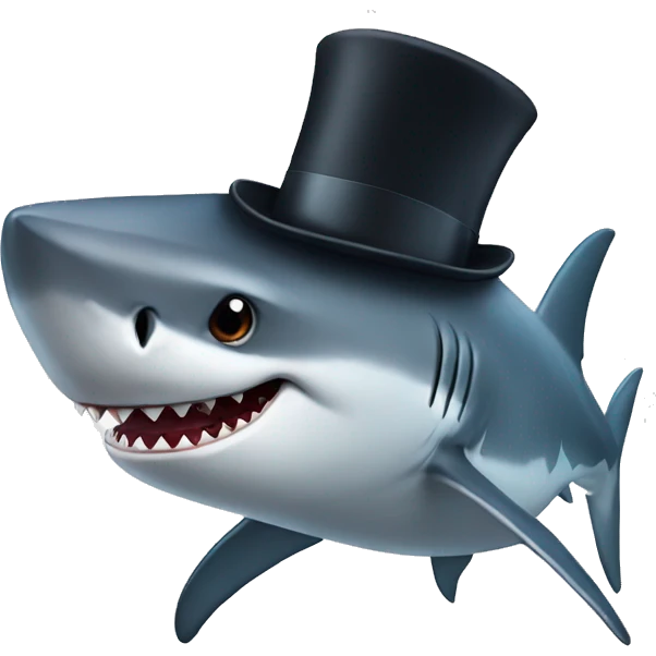 Shark with a top hat emoji