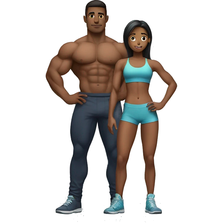 muscle girl standing next to a boy emoji