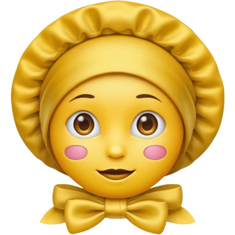 Yellow emoji face with a satin bonnet emoji