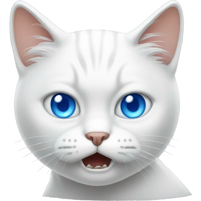 Angry white cat with blue eyes  emoji