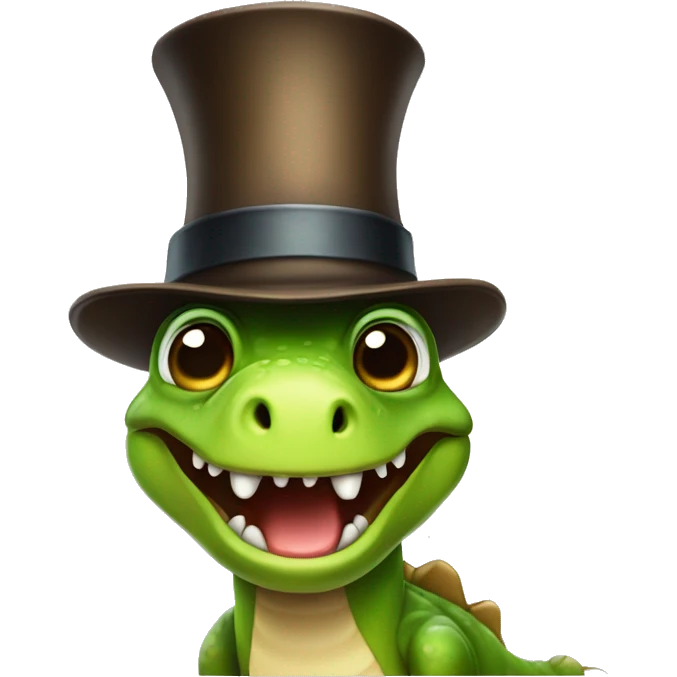 Cute charming dinosaur with tophat and monocle emoji