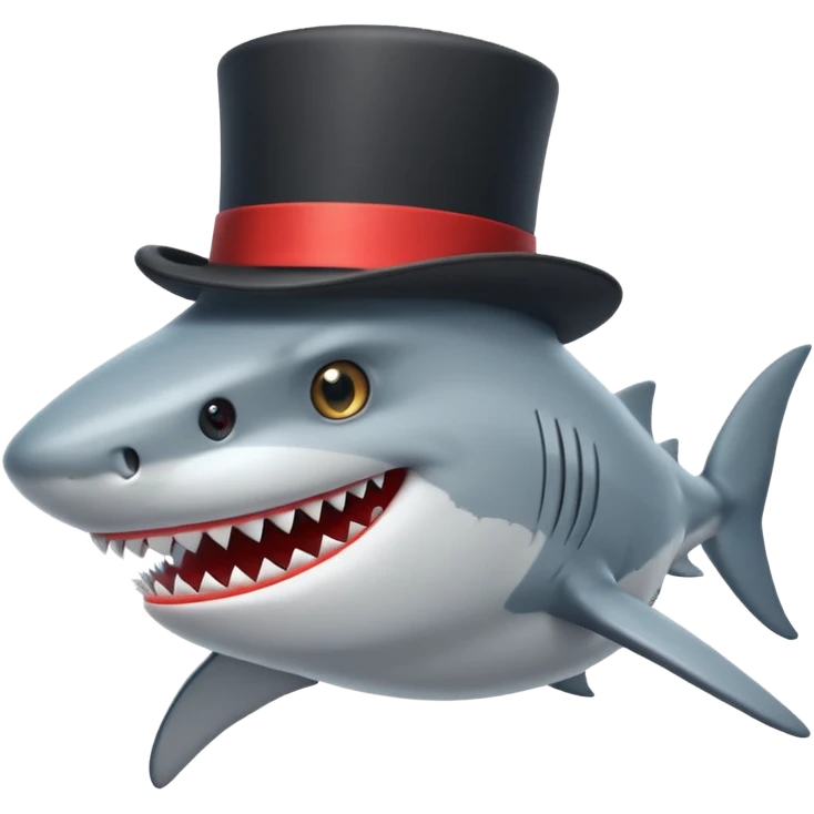 Shark with a top hat emoji