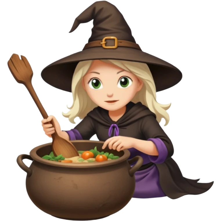 Cadı kazanında yemek yapan bir cadı emoji
