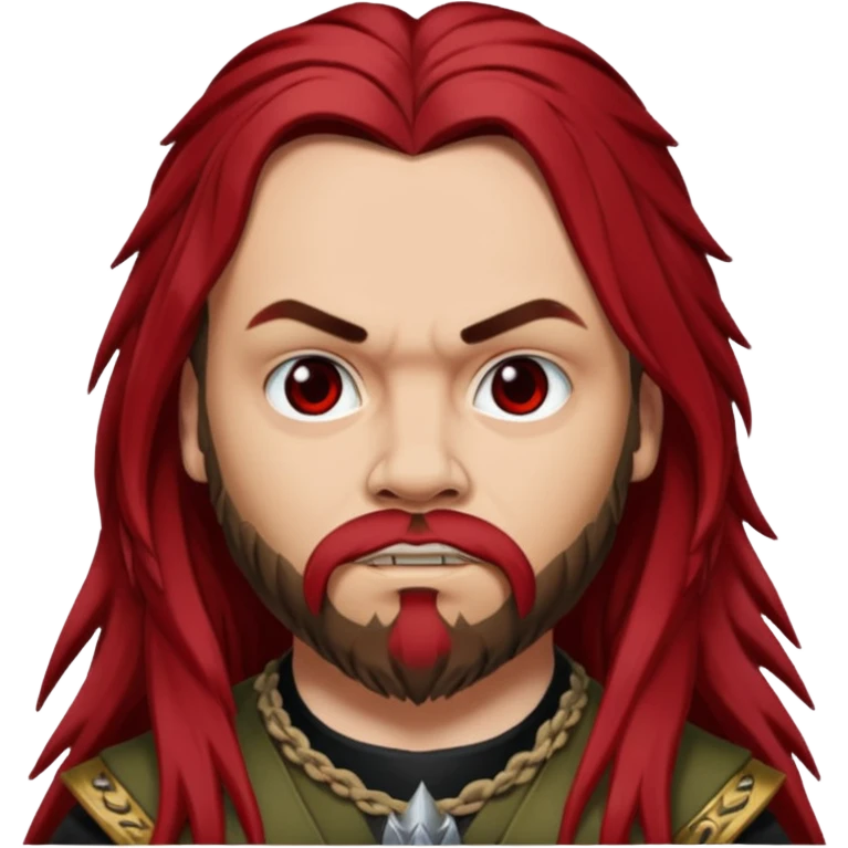 Max Cavalera with dark red long hair, light skin emoji