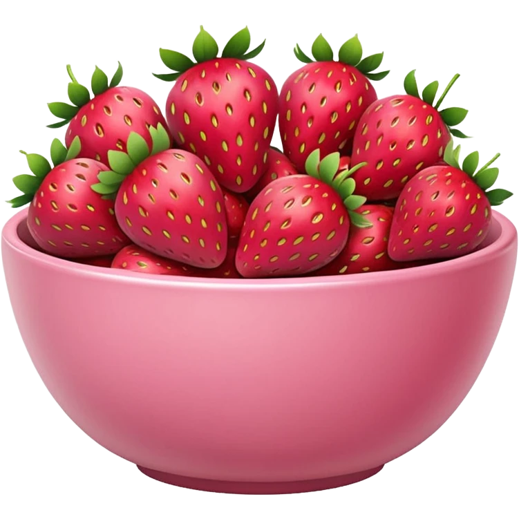 large fancy pastel pink bowl of strawberries emoji