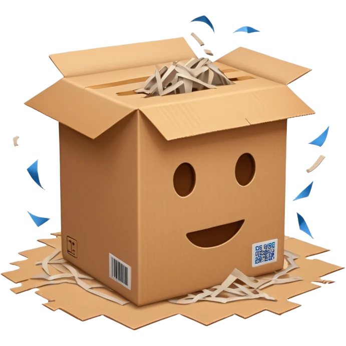 Generate a realistic emoji of a package being desgtroyed  emoji