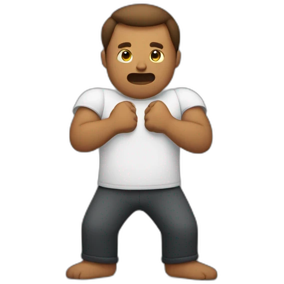Man with his arms like an x in front of his chest and his fists closed emoji