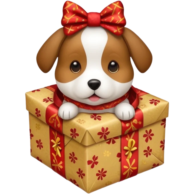 Dog in wrapped paper new yaer  emoji