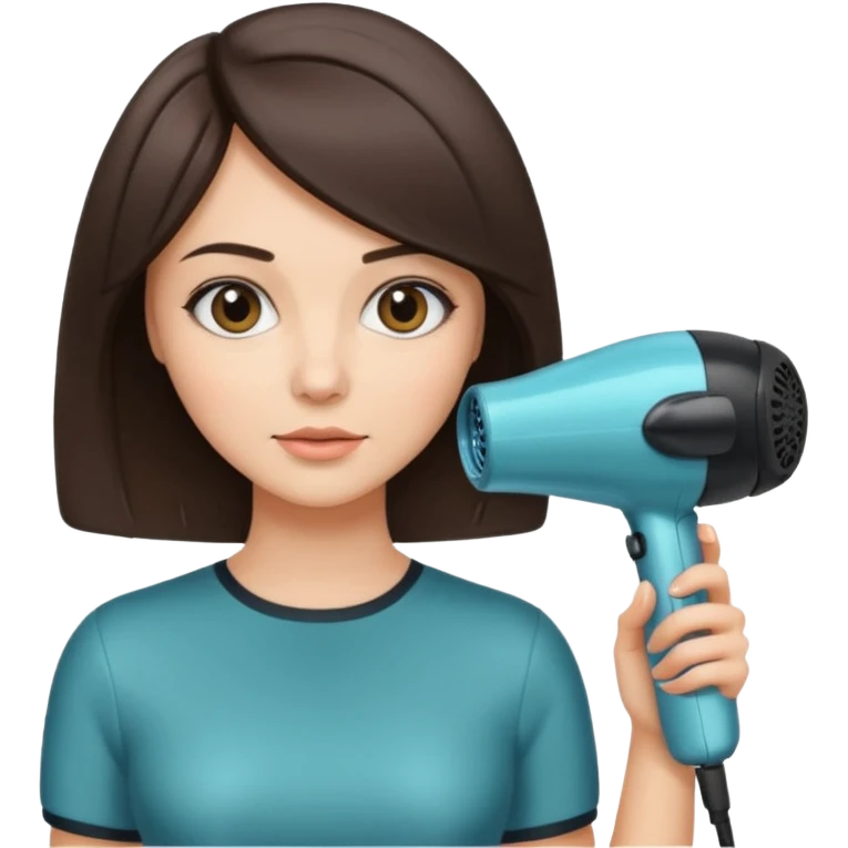 brunette bob girl hair stylist holding a hair dryer emoji