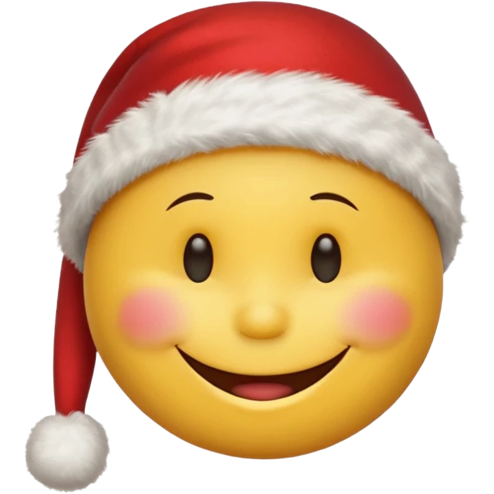 Smiley face smiles with closed eyes in a red Christmas hat emoji