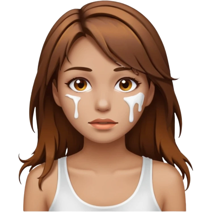 Brown Hair Woman , white paint , drip, face, hot  Sexy emoji